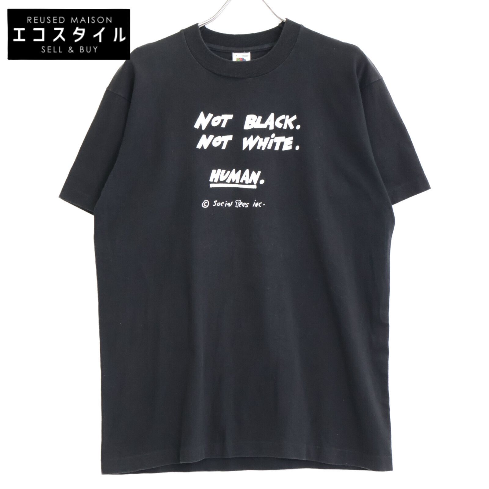 FRUIT OF THE LOOM フルーツオブザルーム ﾌﾞﾗｯｸ 90 S ｼﾝｸﾞﾙｽﾃｯﾁ social Tees inc ﾌﾟﾘﾝﾄ Tｼｬﾂ L