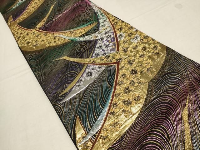 平和屋着物○豪華振袖 流水草花文 暈し染め 銀通し地 正絹