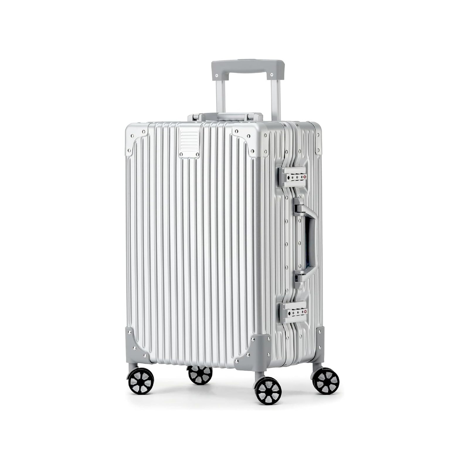 Roamifyland スーツケース 機内持ち込み アルミフレームタイプ キャリーケース 軽量 キャリーバッグ 耐衝撃 大容量 SSサイズ トロリーケース シルバー おしゃれ TSAロック付き 1泊2日 海外旅行 35リットル