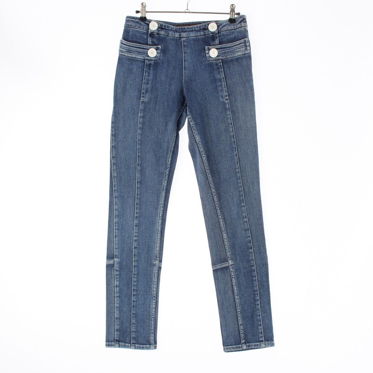 ルイヴィトン サイドジップ デザイン ストレッチ デニム パンツ ボトムス ブルー 38