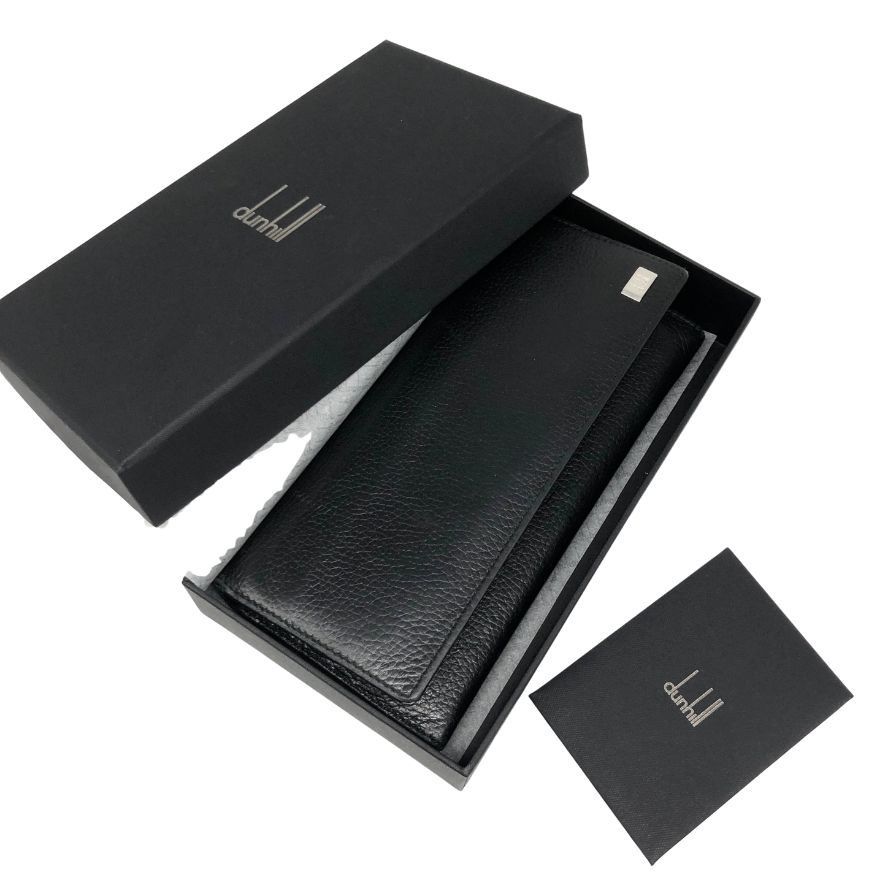ダンヒル 長財布 二つ折り ブラック レザー シルバー金具【AFI5