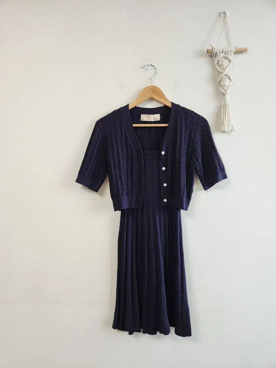 Atelier Nain アトリエナイン ケーブル編み カーディガン ドレス セット 55