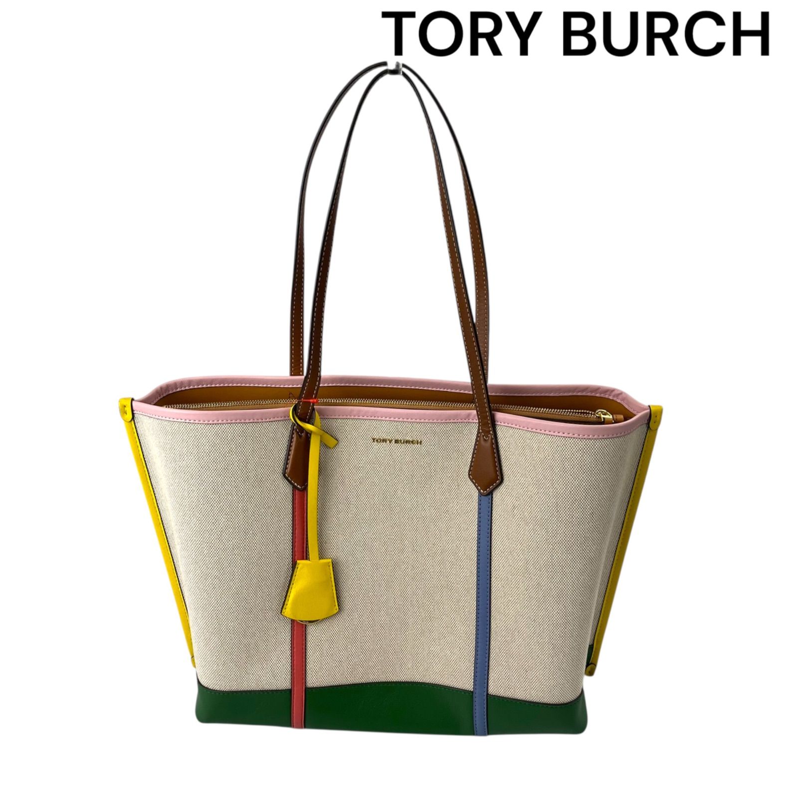 美品 トリバーチ TORY BURCH ペリーナチュラル キャンバス トート 