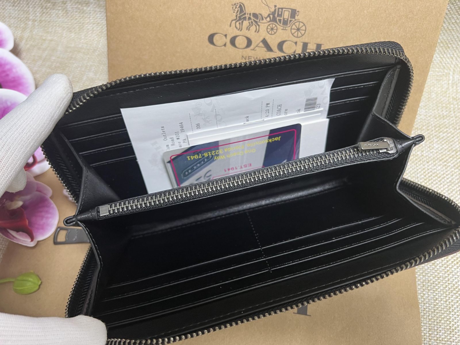 COACH コーチ 財布 長財布 ブラック×ブラックオックスブラッド 