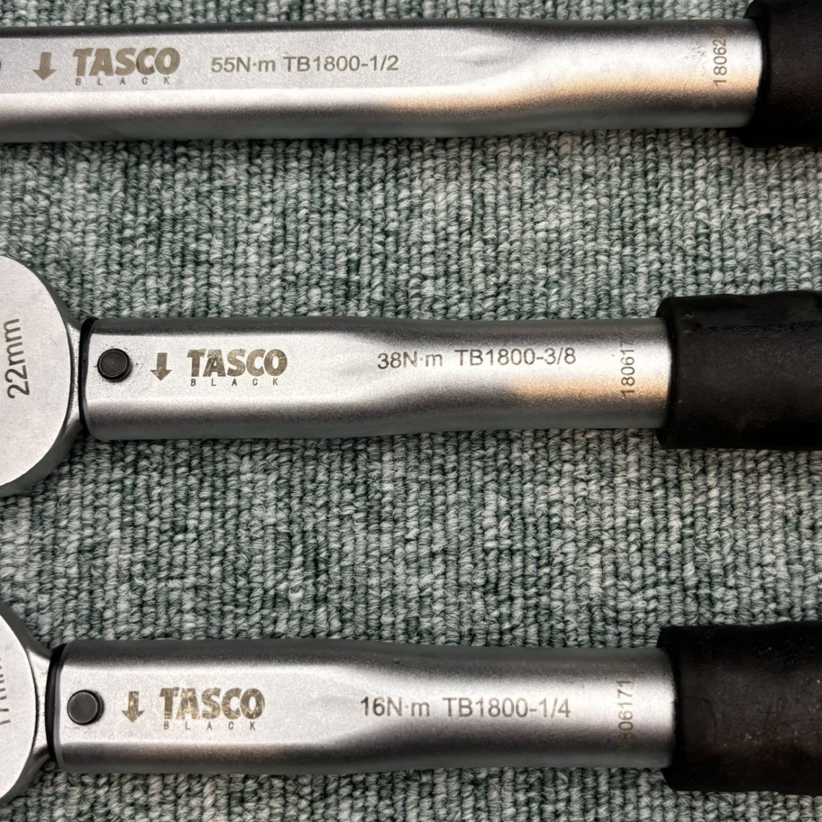 タスコ TB1800-1 2 3 8 1 4 トルクレンチ 3本セット 17mm 16Nm 22mm 38Nm 26mm 55Nm TASCO 品