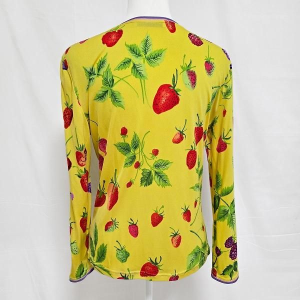 anc レオナール LEONARD カットソー 42 最新 黄色 マルチ フルーツ柄