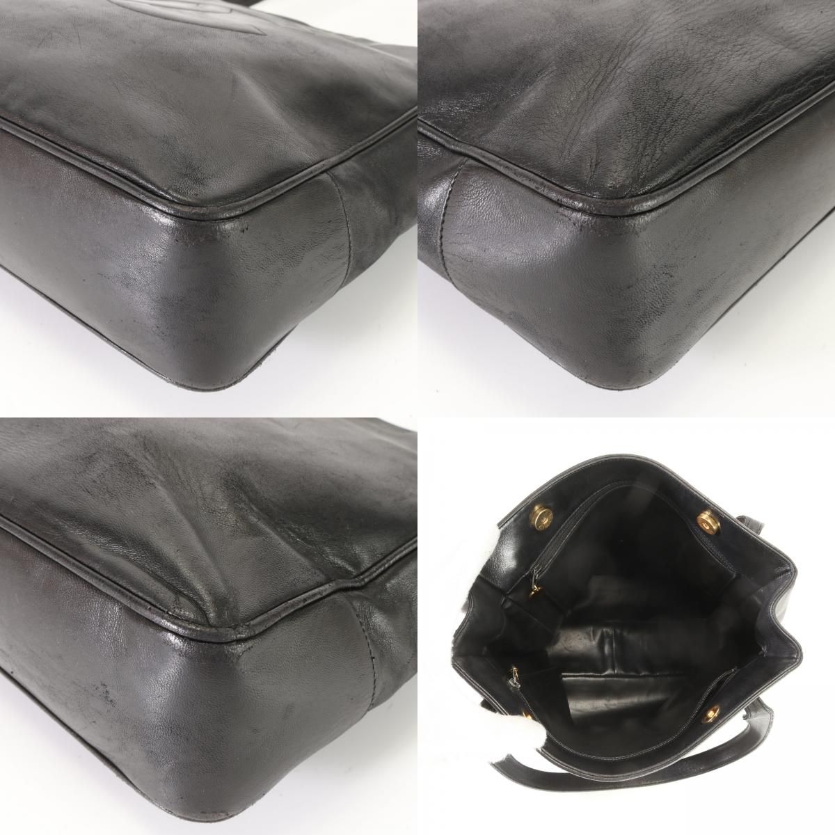 美品 シャネル デカココ ココマーク ラム スキン レザー トート
