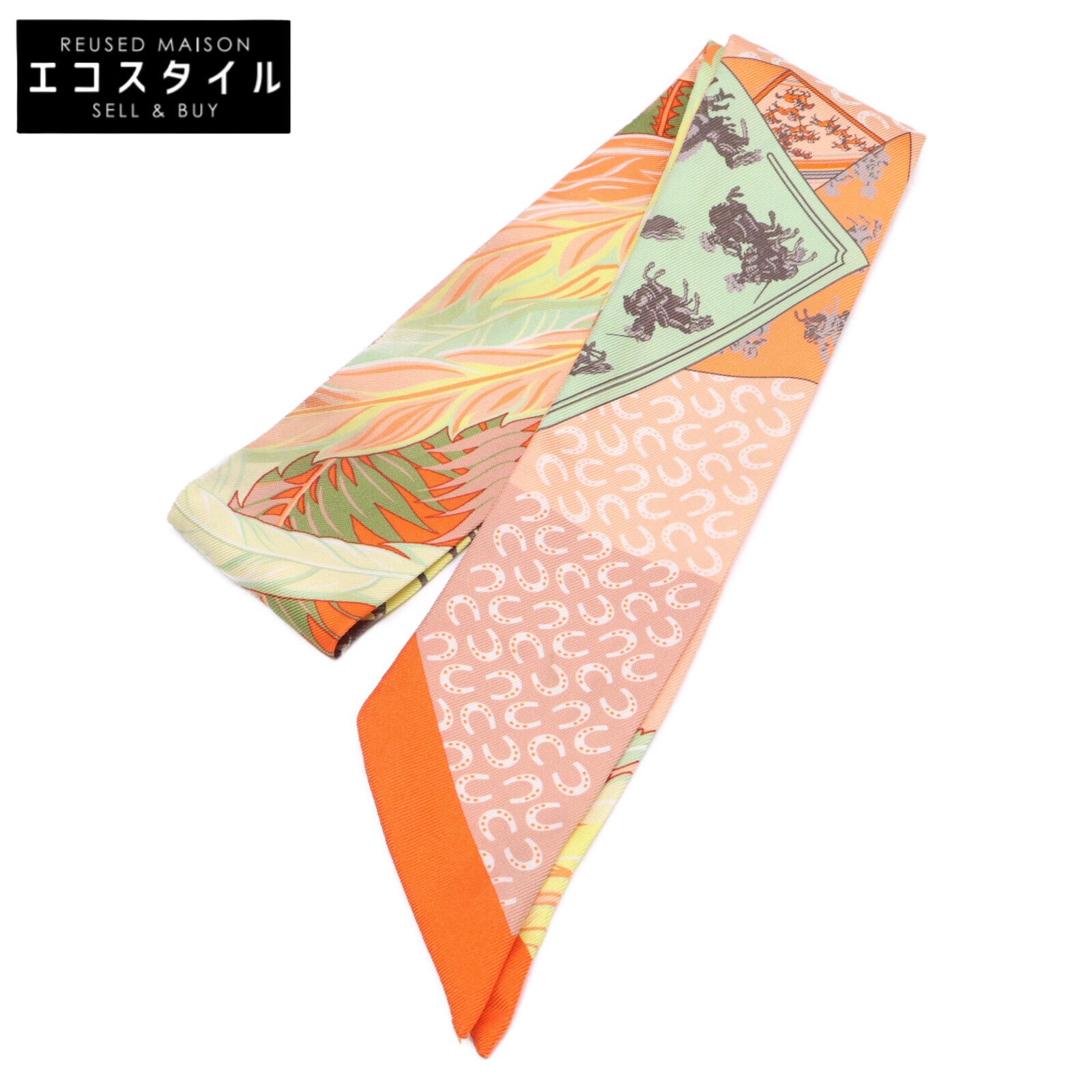 エルメス　ツイリー　馬と不死鳥 エルメスツイリー 新タグ Cheval Phoenix/馬と不死鳥 青