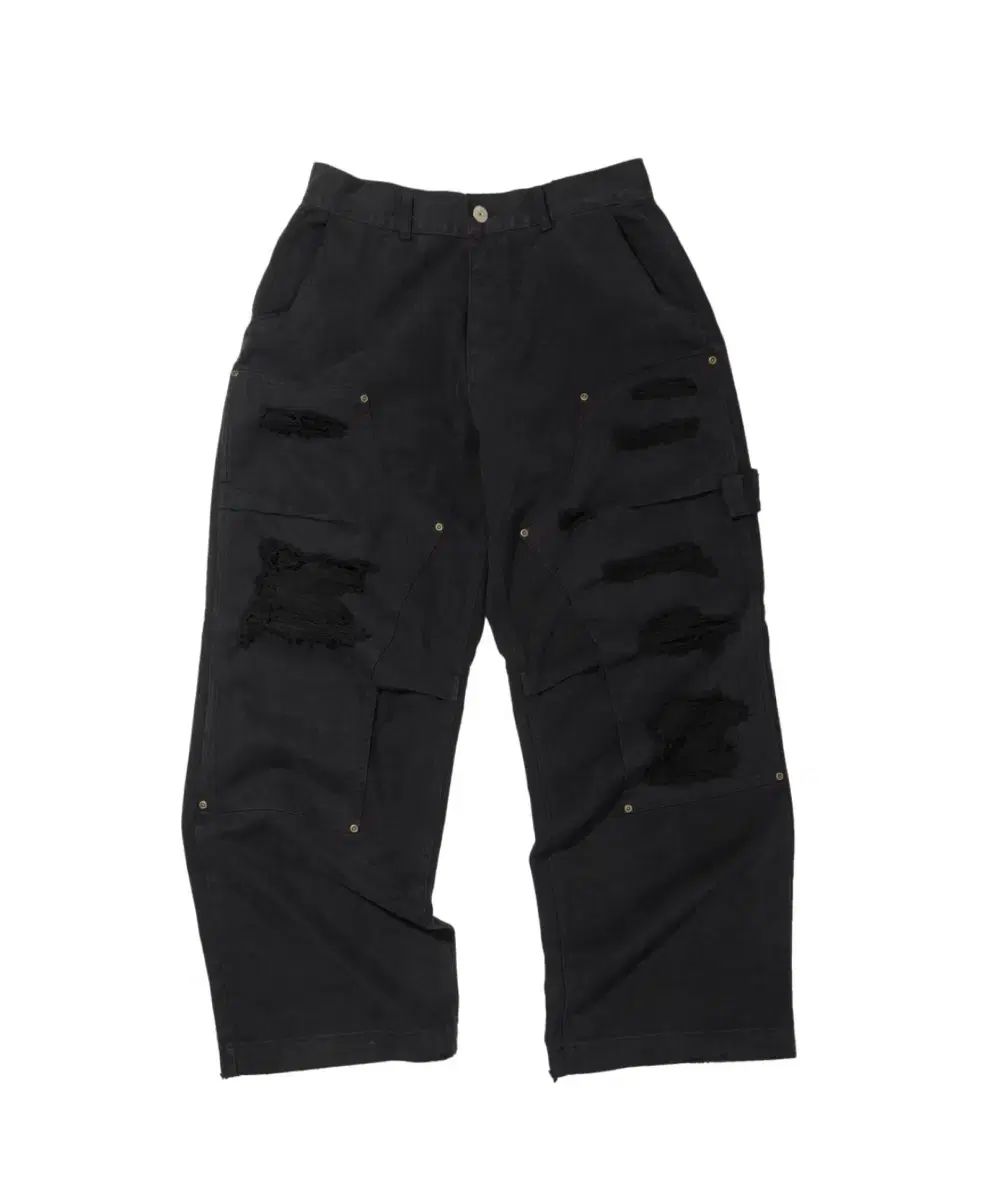 ETCE DOUBLE KNEE DESTROYED PANTS ダブルニディスブラック