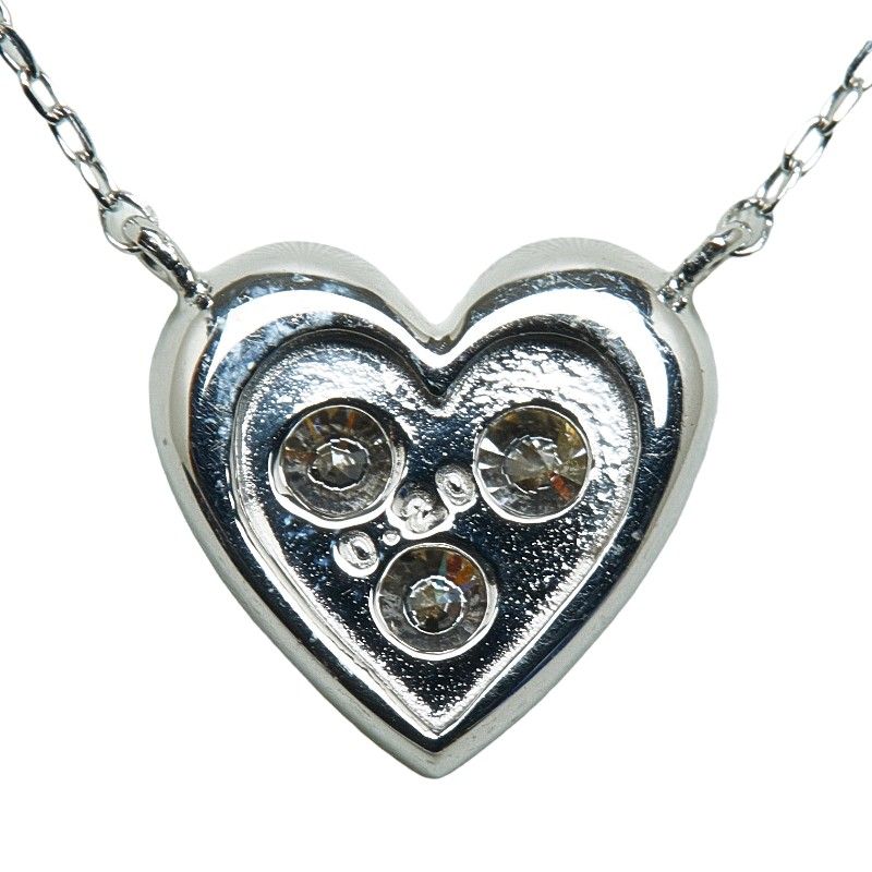 ハート モチーフ ペンダントネックレス K18WG ホワイトゴールド  