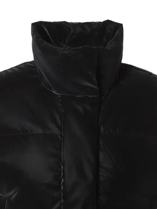 W.ANGLE ワイドアングル レディース クロップド ダウン ベスト 黒 105