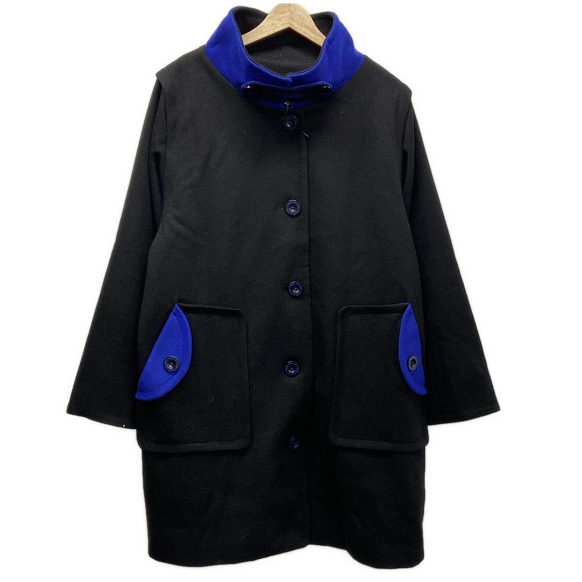 pierre cardin ピエールカルダン コート サイズ3L レディース - 黒×ブルー 長袖|冬