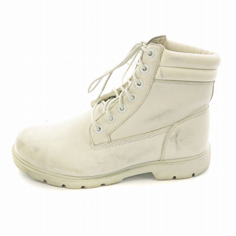 ティンバーランド Timberland with ortholite レースアップブーツ ハイカットシューズ 靴 レザー ロゴ 26cm 白 ホワイト  A1798 □GY01 /MQ - メルカリ