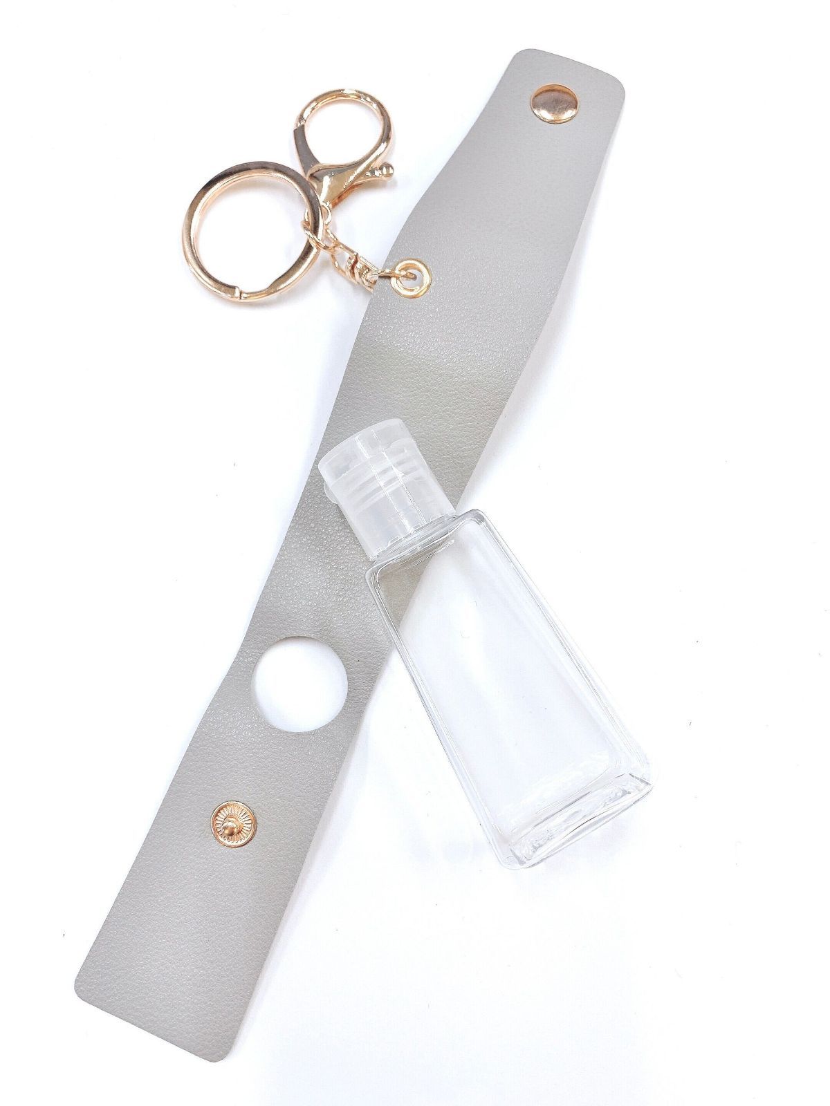 【ハンドジェルケース】30ml レザー グレー キーホルダー 携帯 消毒 ボトル 容器 持ち運び 空 詰替 旅行 手洗い 通勤 通学トラベル ポータブル 可愛い おしゃれ