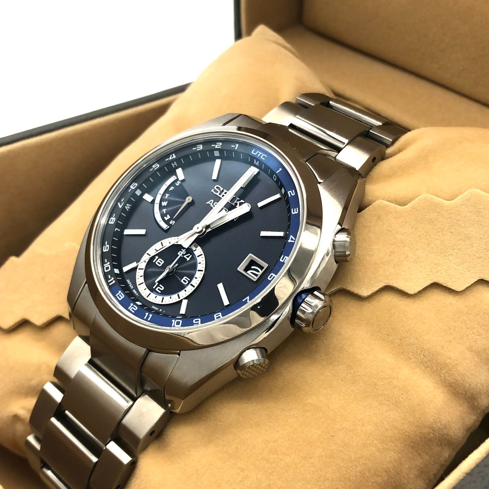 ▽【稼働品】SEIKO/セイコー アストロン 8B63-0BA0 チタン 青文字盤 