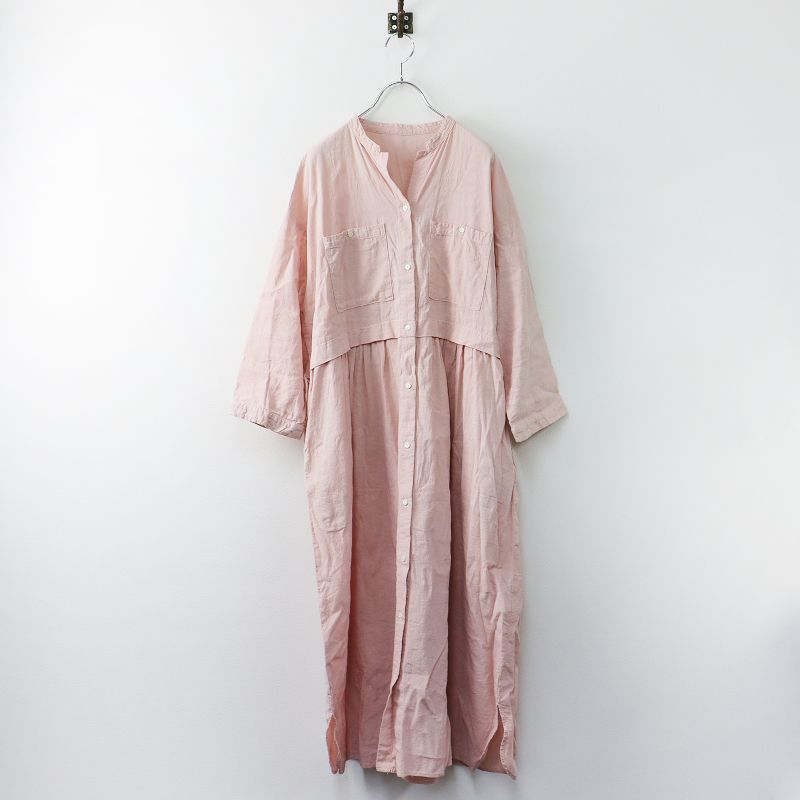 今季 2023AW ネストローブ nest Robe UpcycleLino スキッパーシャツワンピース F/ピンク トップス ギャザー バンドカラー【2400013558501】  - メルカリ