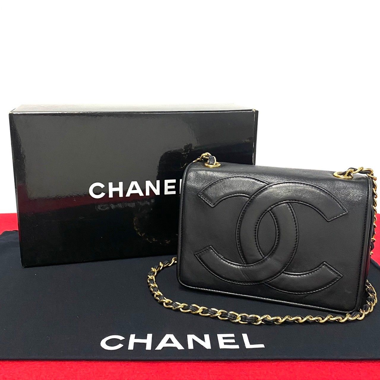 極 美品 箱 袋付 シール有 0番台 CHANEL シャネル デカココ 18cm 