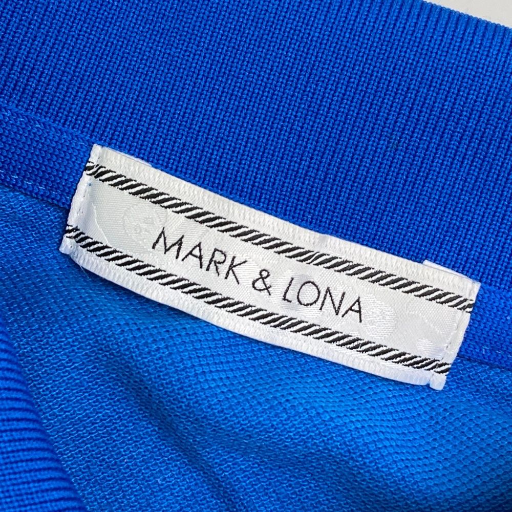 サイズ：M MARK&amp;LONA マークアンドロナ  半袖ポロシャツ スカル  ブルー系 [240101488352] ゴルフウェア レディース ストスト MARK&LONA マークアンドロナ 半袖ポロシャツ スカル ブルー系 M