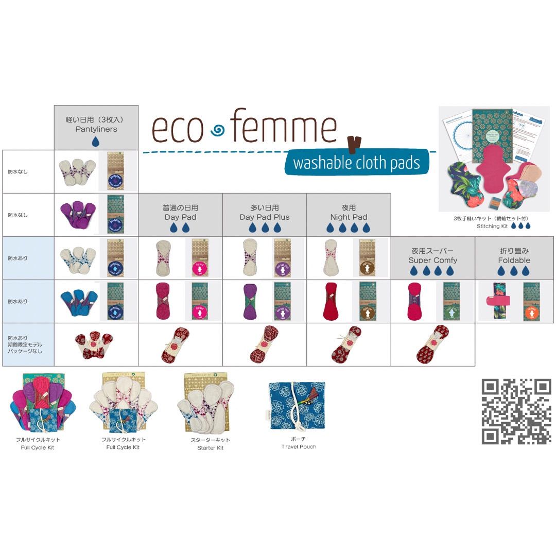南インド「EcoFemme」布ナプキン (防水あり）夜用スーパーサイズ1枚