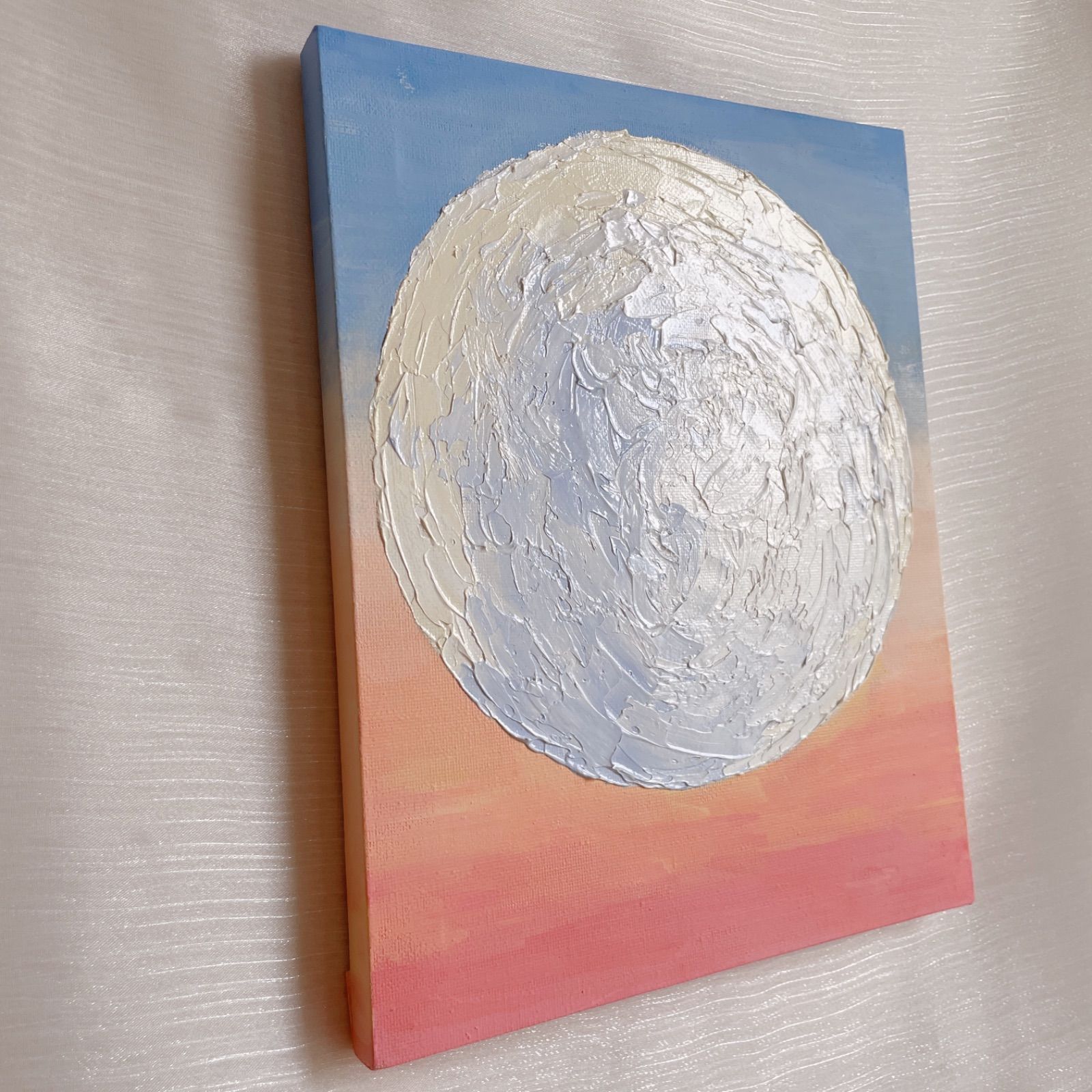 優しい月 テクスチャーアート キャンバス 絵画 空 綺麗 絵 夕方 夕焼け