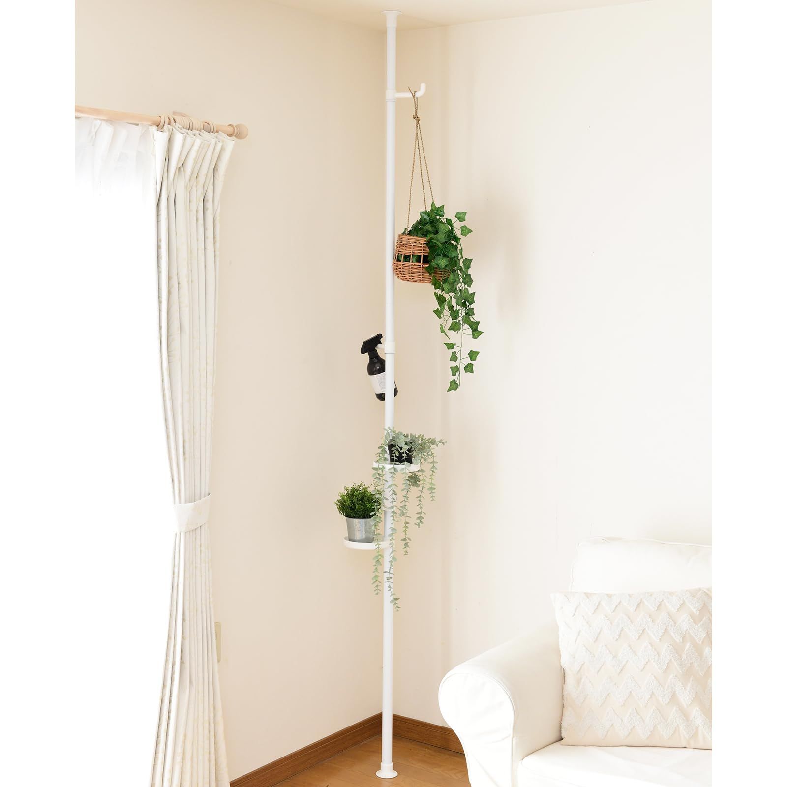 在庫処分】[山善] ポールハンガー 突っ張り プランタースタンド 幅30