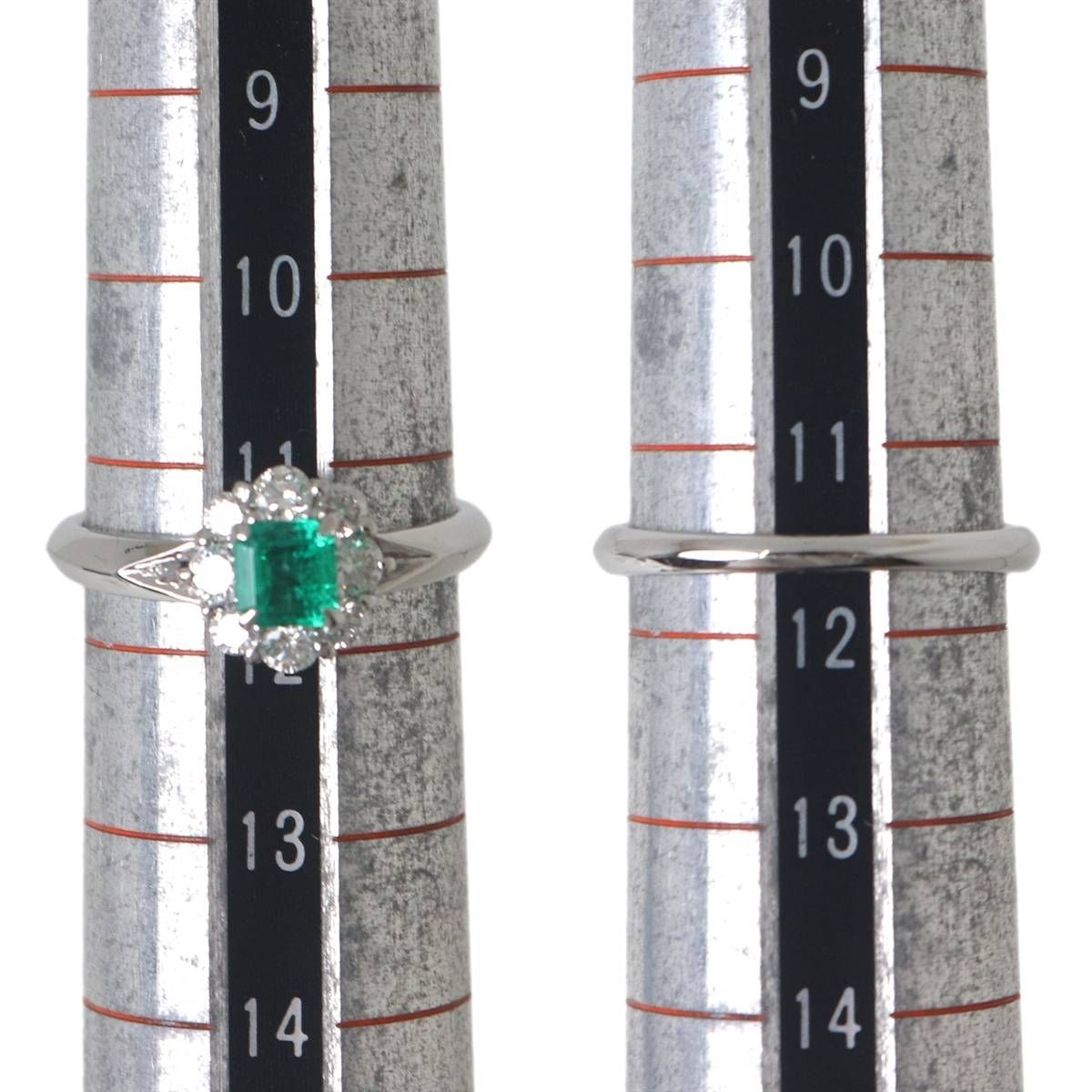 Pt900 プラチナ エメラルド ダイヤ リング 指輪 11.5号 0.36ct