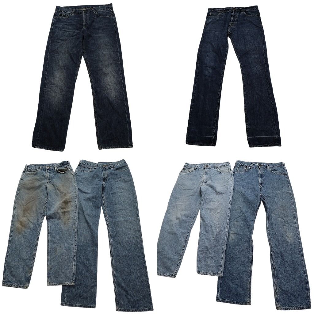 古着卸 カーハート Carhartt デニム パンツ 6枚セット メンズ 34 |32 インディゴブルー フェード 革パッチ 古着 NA3415