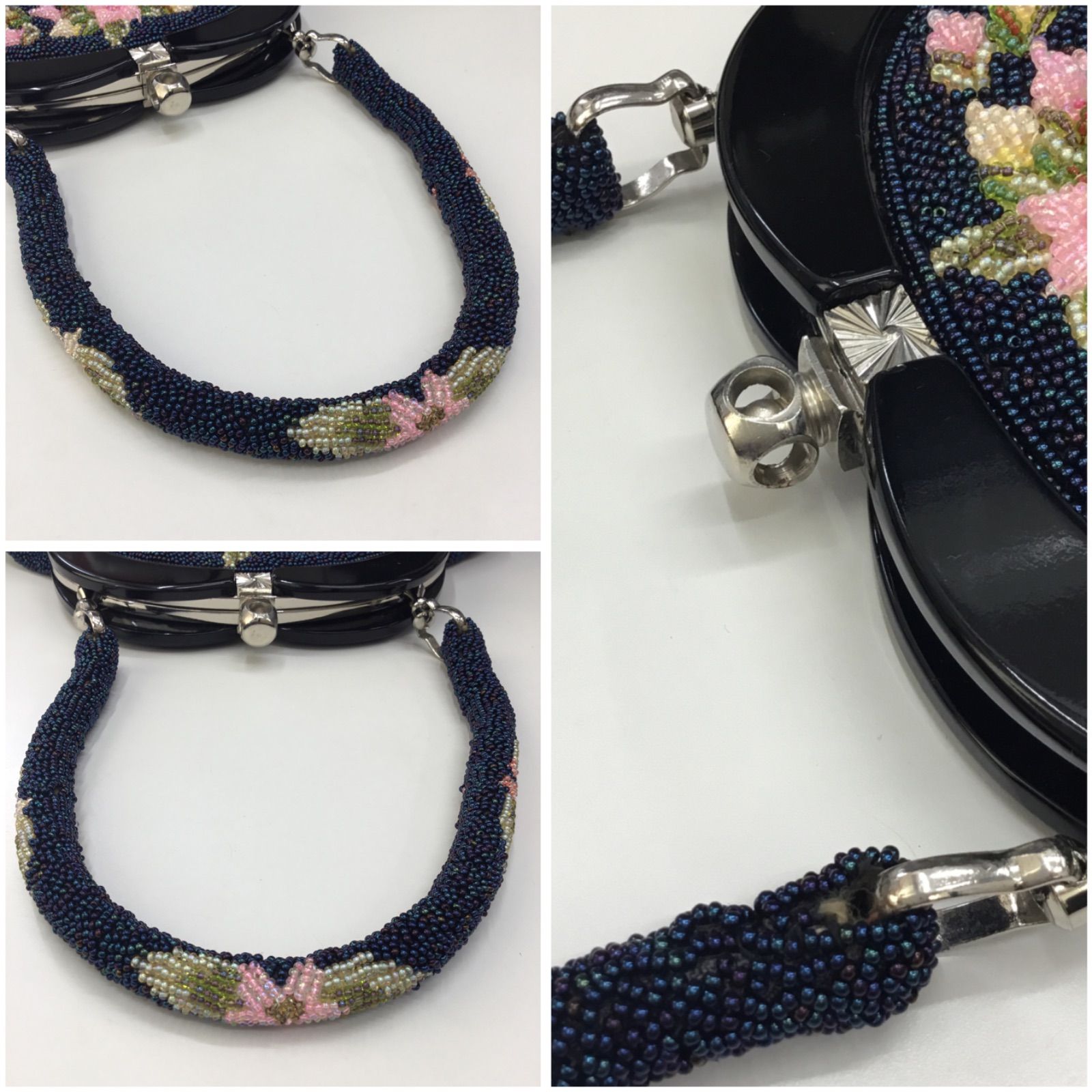 豪華 🔴 総柄 ビーズ刺繍バッグ ／ 昭和レトロ 希少🔷 ビーズ