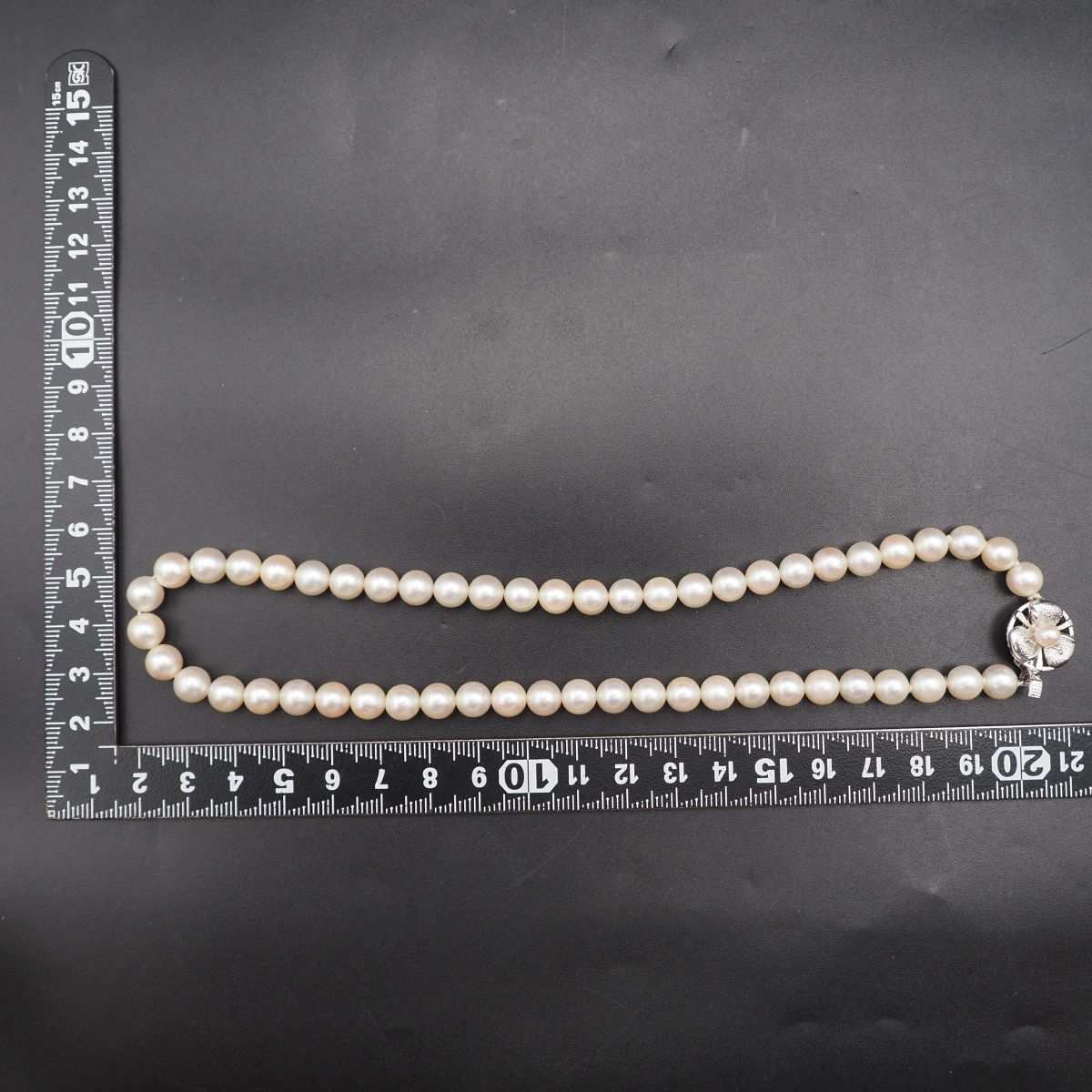 真珠 本物 パール ネックレス 真珠 SILVER刻印 7㎜ 新古品】シルバー刻印入 本真珠ネックレス パール 直径6.5〜7mm