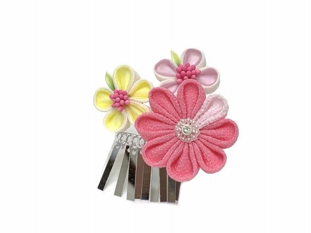 七五三 髪飾り 子供髪飾り スリーピン パッチン留めの摘み花髪