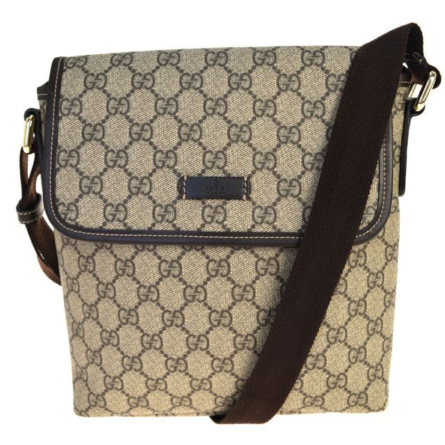 【中古】 グッチ(Gucci) GG柄 PVC，レザー ショルダーバッグ ブラウン 35GC166