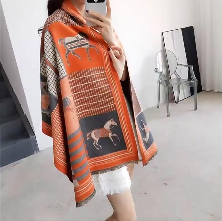 SALE/94%OFF】 ブランケット ひざ掛け 馬柄 カシミヤ混 ストール