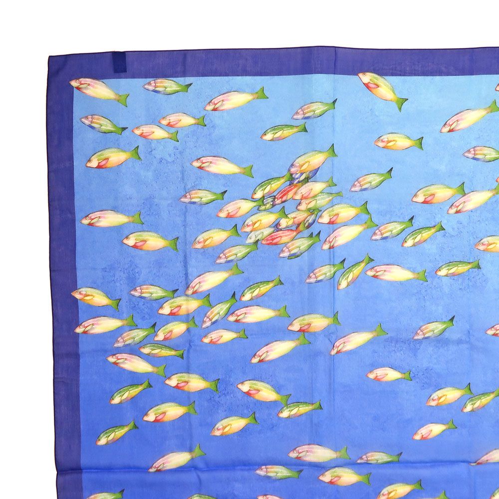 新品未使用 パテックフィリップ 大判シルクスカーフ 非売品 魚 ブルー 新品未使用 パテックフィリップ 大判シルクスカーフ 非売品 魚