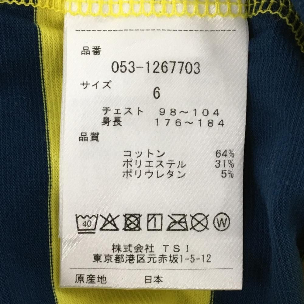 美品】パーリーゲイツ 半袖ハイネックシャツ イエロー×ネイビー