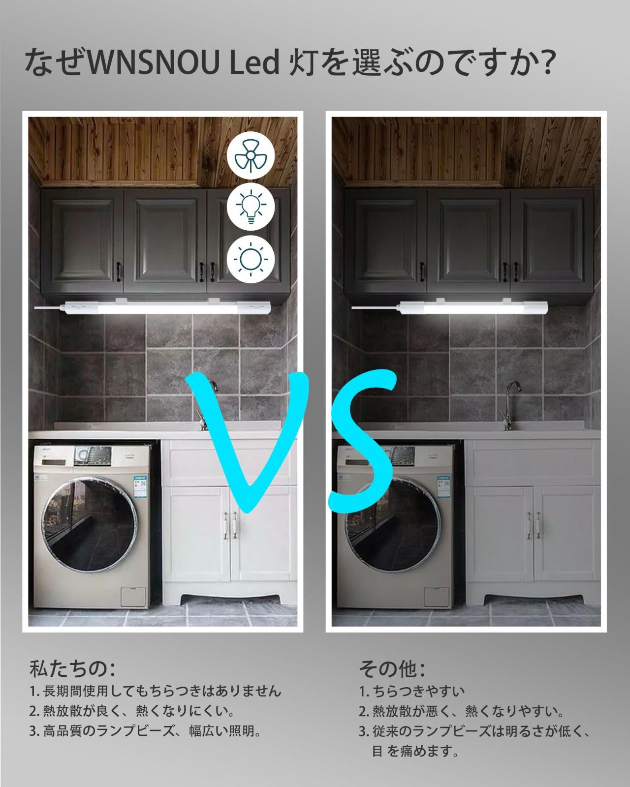 【最大40％OFF＆7日間返品OK】 数量 WNSNOUプラグライト 60CM 18W 2000LM 6500K LEDショップライト 防水およびリンク なLEDチューブライト NO|オフスイッチ付きプラグコード LED天井およびクローゼットライト ワークショップライト 60CM-2P
