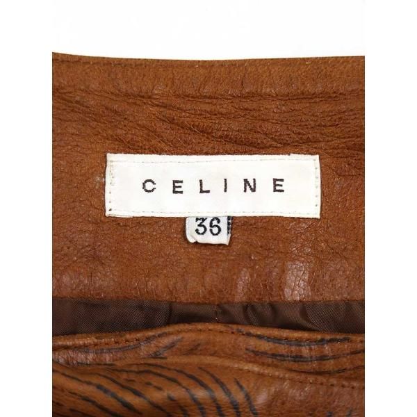 CELINE セリーヌ 01SS Ready-to-Wear ペイント加工レザーパンツ キャメル 36 - メルカリ