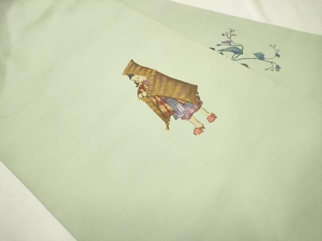 平和屋着物○加賀友禅の巨匠 初代 由水十久 塩瀬 九寸名古屋帯 童子  