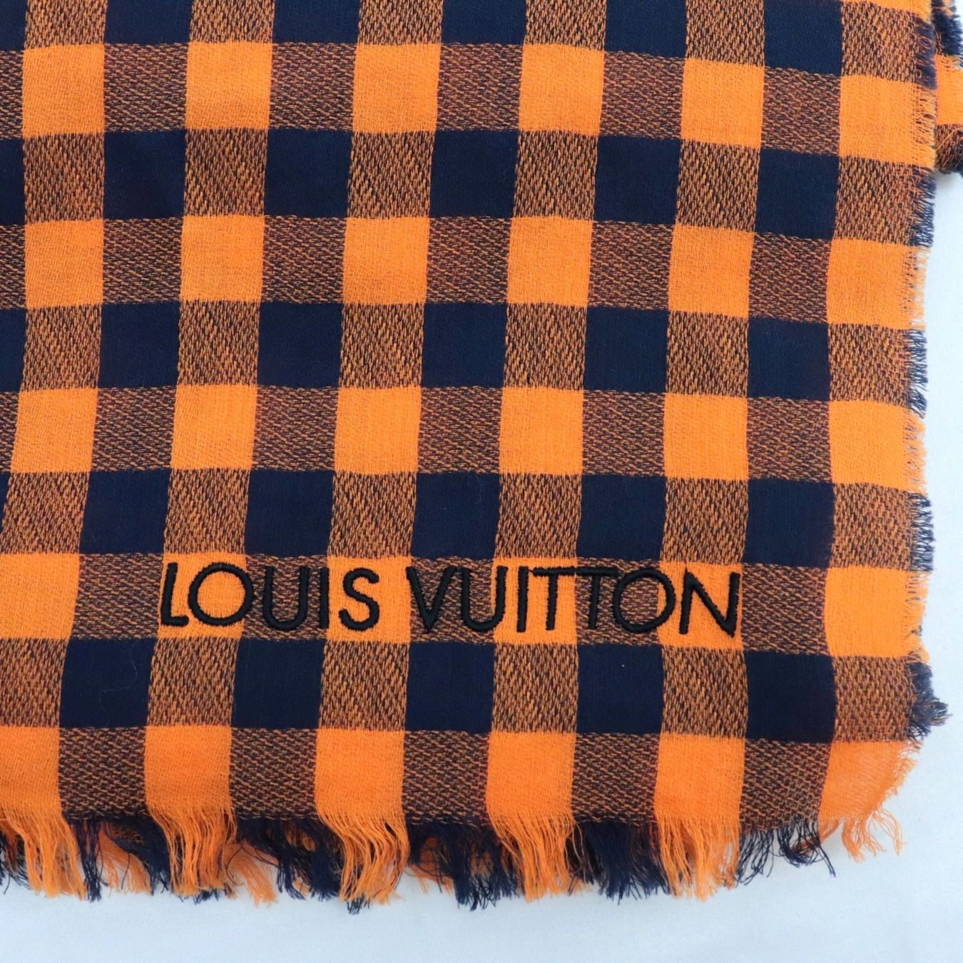 LOUIS VUITTON チェックストール オレンジ ネイビー