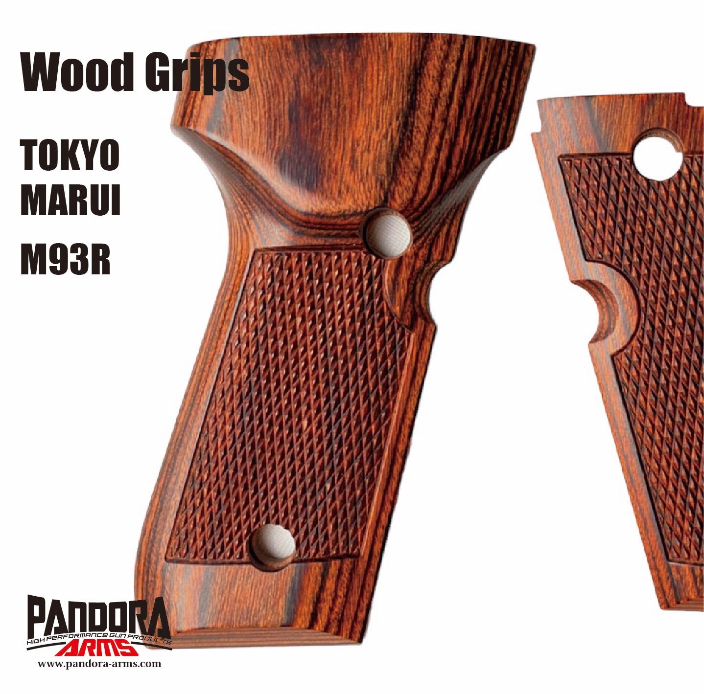 h*6様 東京マルイ M19用 ウォールナットチェッカー オーバースクエア