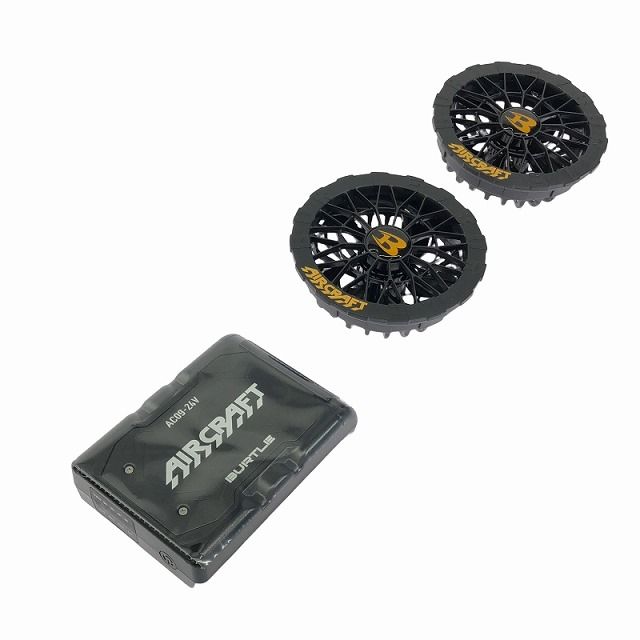 新品 Burtle AC2014 AIRCRAFT ベスト、ブラックファン、22V バッテリー