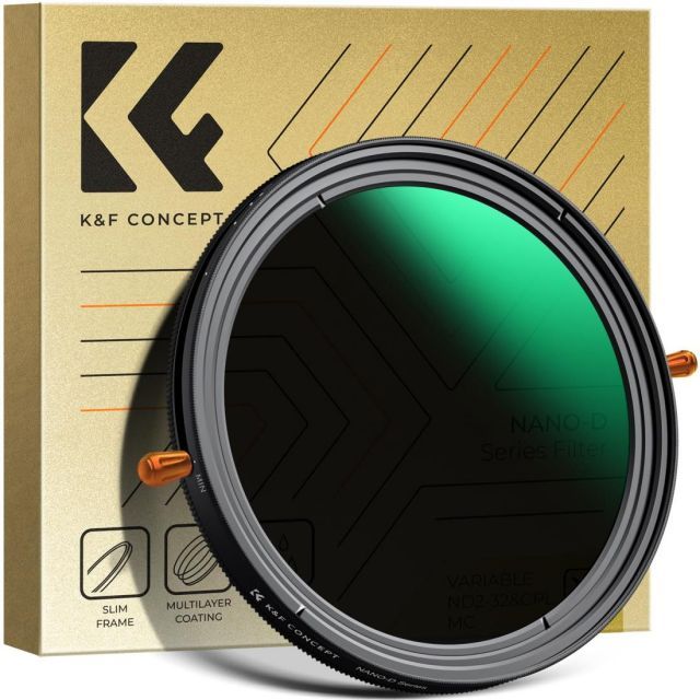 K＆F Concept 67mm ND2-32＆CPLフィルター 多機能フィルター 2in1 一枚二役 減光 偏光効果 両面24層ナノコーティング 防水撥油キズ防止 可変NDフィルター 偏光フィルター NANO-Dシリーズ