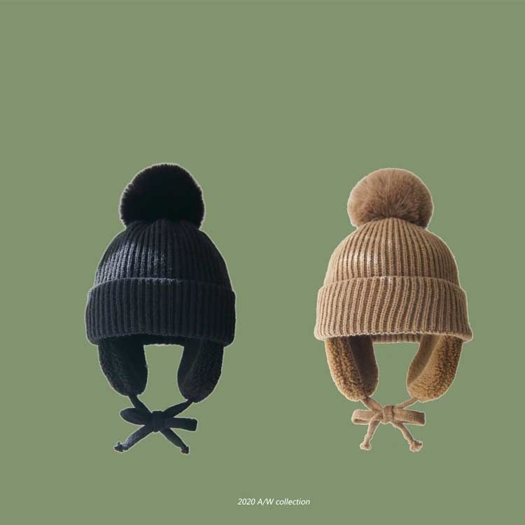 キッズ ニット帽 耳あて付き イヤーマフ 秋冬 子供 ベビー 防寒 ポンポン付 男の子 女の子 冬 おしゃれ かわいい ニットキャップ イヤーウォーマー 無地 柔らかい 暖かい 防風 ユニセックス 通 sam 0784