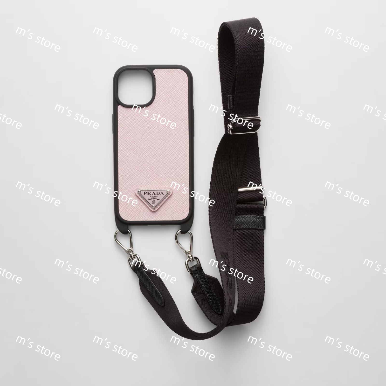PRADA プラダ サフィアーノトライアングル iPhone 15用カバー ピンク