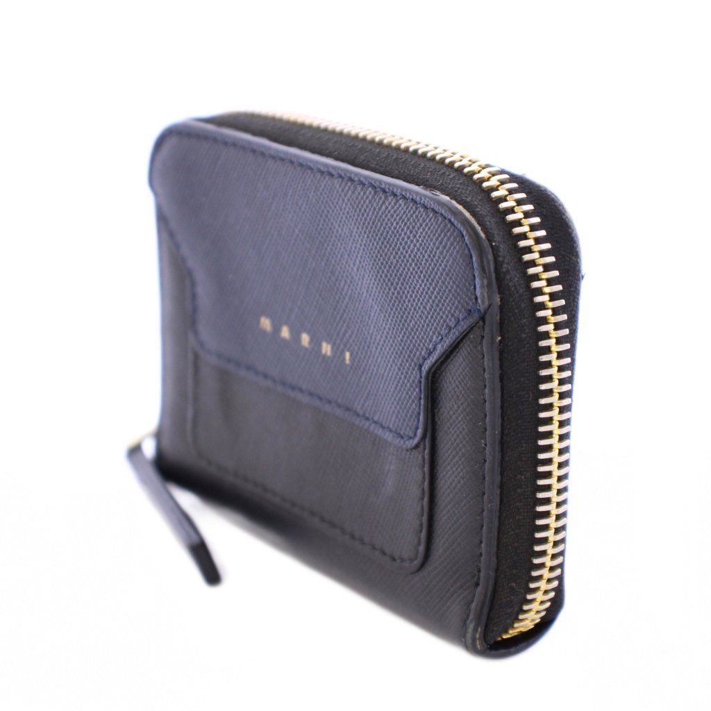 MARNI ラウンドジップ レザーウォレット 黒