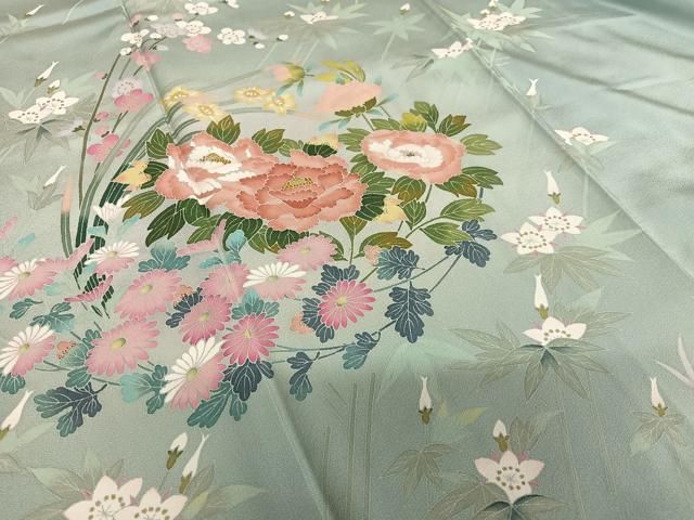 平和屋着物○訪問着 友禅 作家物 草花文 暈し染め 正絹 逸品