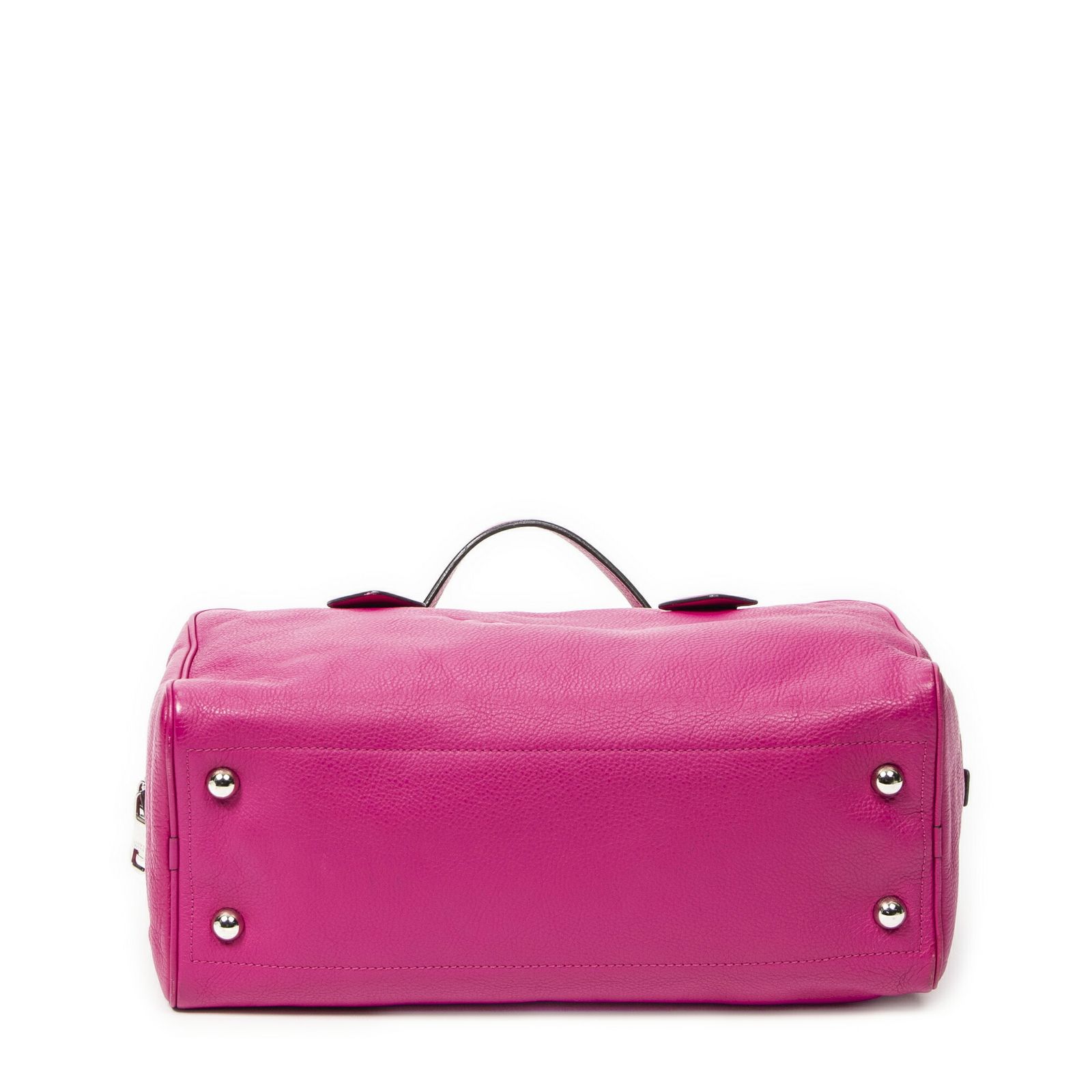 ロエベロゴボストンフューシャピンクグレインカーフスキンレザーA