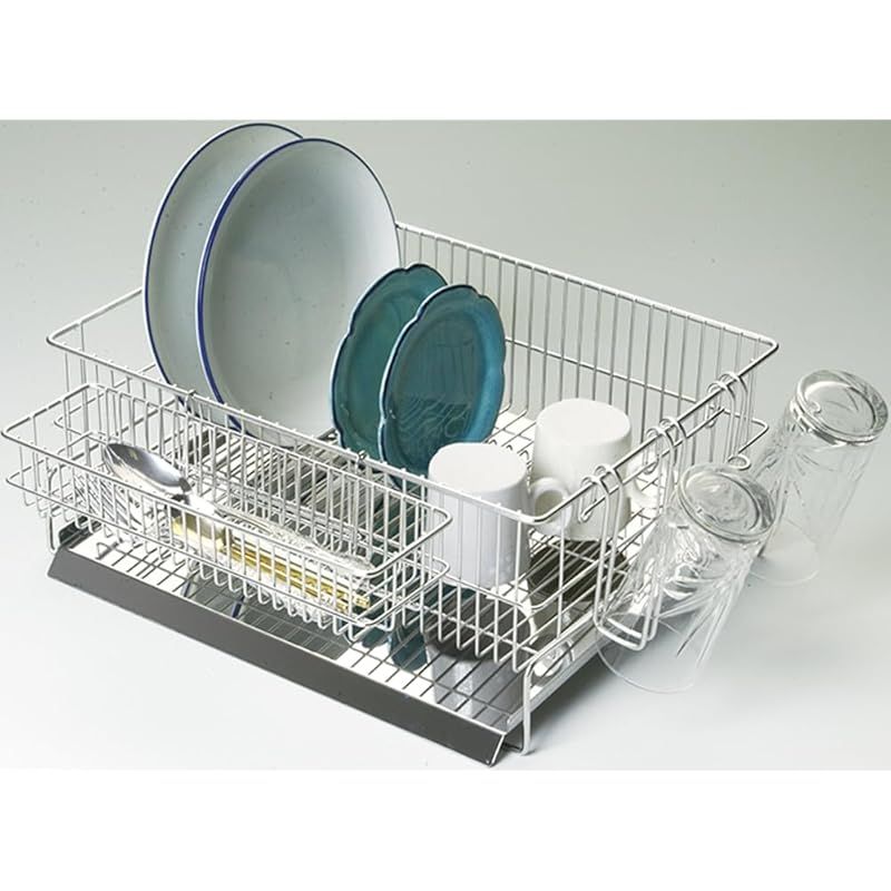 タマハシ 水切り 水切りラック ワイド横型 食器 ステンレス 縦44cm×横37cm 水が流れる MZ-023 0