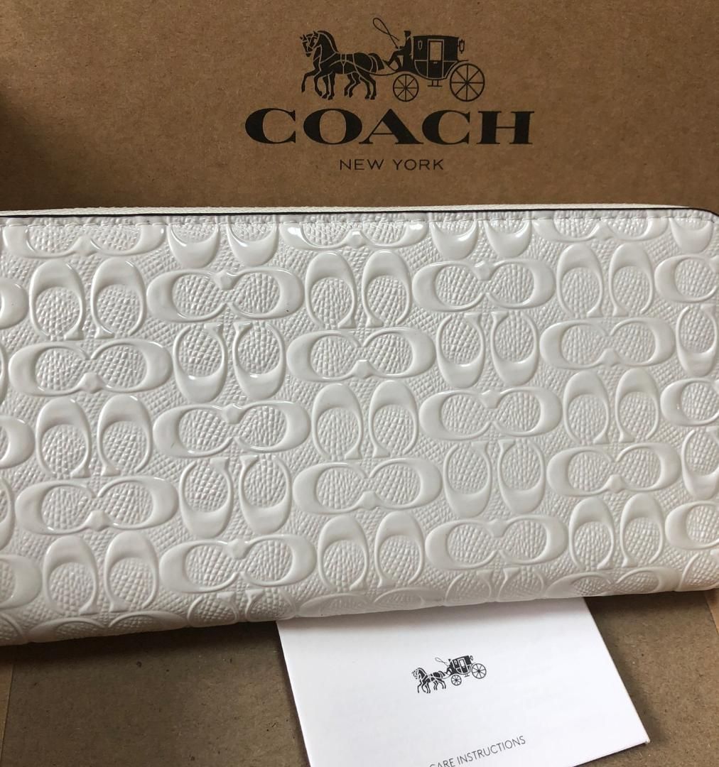 ＣOACH コーチ 新品 長財布 エナメル ホワイト レディース 財布 白 89