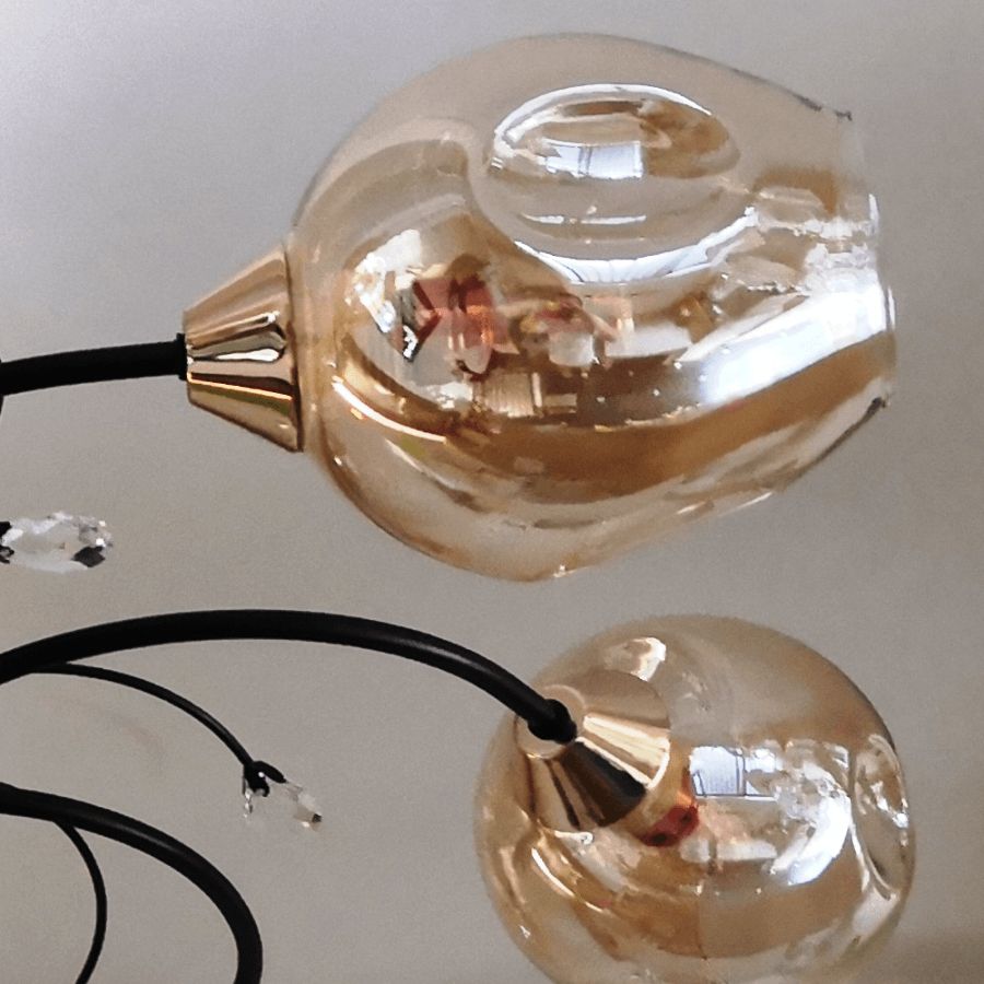 シャンデリア LED電球付き ワンタッチ取付 10畳□6 灯 シャンパン  