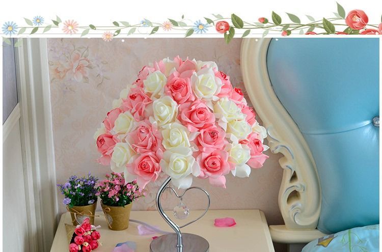 薔薇のお花のスタンドライト ローズランプ ピンクホワイト バラ